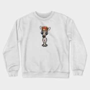 Cute Baby Zebra Wearing Crown Crewneck Sweatshirt